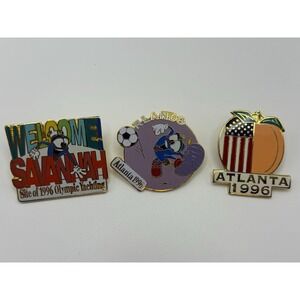 Vintage 1996 Atlanta Savannah Olympic Lapel Pins Soccer Yachting Lot Of 3